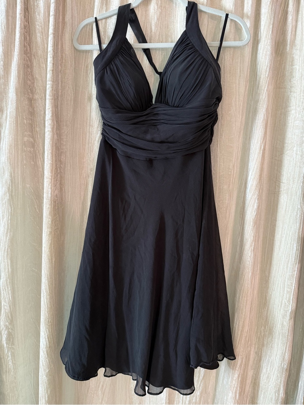 Vintage White House Black Market 100% Silk Black Halter Dress size 10